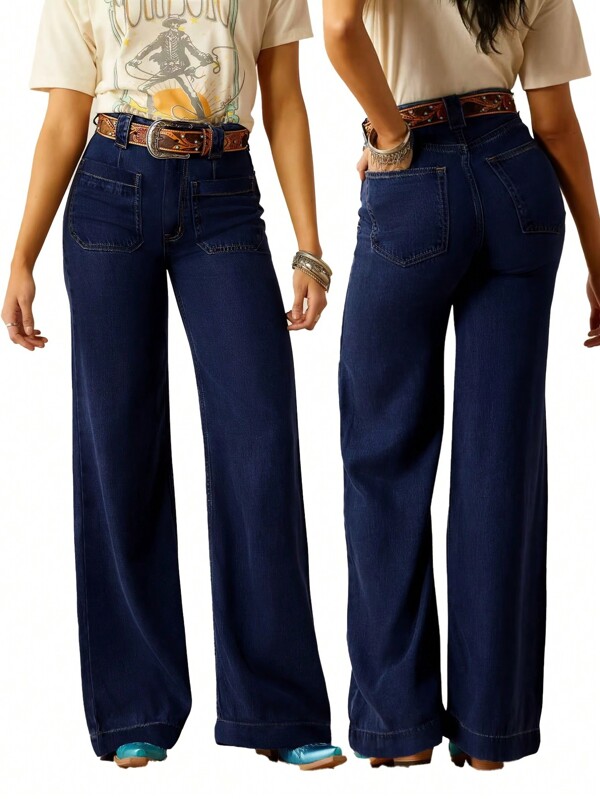 Women's Pocket Flare Casual Versatile Denim Jeans