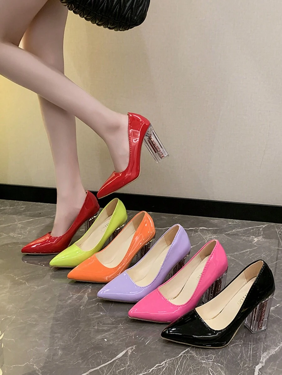 pointed toe thick heels
