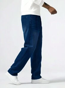 1pc Men's Regular Fit Straight Leg Blue Casual Comfortable Cargo Jeans, Suitable For Urban Walking & Outdoor Activities Cargo Pants