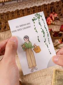 6入組菊花、葉子和玫瑰圖案寵物貼紙,幸運和療愈系列,用於裝飾筆記本、日記和平板電腦 - 彩色 - 查看 8