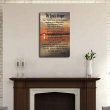 1PCS Framed Lord's Prayer Bible Wall Sticker Our Father Poster Print Canvas Art And Wall Decor, Home Office Decor, Suitable For Living Room, Bedroom, Office, Dining Room, Study, Bathroom, Office, Hotel, Coffee Shop, Apartment, Studio Corridor Wall Decor