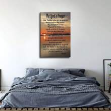 1PCS Framed Lord's Prayer Bible Wall Sticker Our Father Poster Print Canvas Art And Wall Decor, Home Office Decor, Suitable For Living Room, Bedroom, Office, Dining Room, Study, Bathroom, Office, Hotel, Coffee Shop, Apartment, Studio Corridor Wall Decor