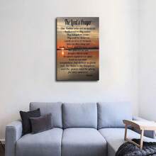 1PCS Framed Lord's Prayer Bible Wall Sticker Our Father Poster Print Canvas Art And Wall Decor, Home Office Decor, Suitable For Living Room, Bedroom, Office, Dining Room, Study, Bathroom, Office, Hotel, Coffee Shop, Apartment, Studio Corridor Wall Decor