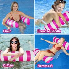 Hamaca flotante inflable 2 en 1 que incluye un cómodo colchón de malla de poliéster ideal para relajarse en la piscina o el agua. Incluye bomba de aire (color de la bomba de aire aleatorio)