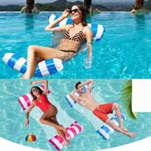 Hamaca flotante inflable 2 en 1 que incluye un cómodo colchón de malla de poliéster ideal para relajarse en la piscina o el agua. Incluye bomba de aire (color de la bomba de aire aleatorio)