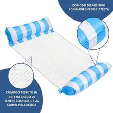 Hamaca flotante inflable 2 en 1 que incluye un cómodo colchón de malla de poliéster ideal para relajarse en la piscina o el agua. Incluye bomba de aire (color de la bomba de aire aleatorio)