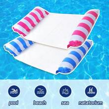 Hamaca flotante inflable 2 en 1 que incluye un cómodo colchón de malla de poliéster ideal para relajarse en la piscina o el agua. Incluye bomba de aire (color de la bomba de aire aleatorio)