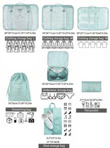 1/7pcs Travel Organizer Packing Cubes, Portable Luggage Organizer Bags, Suitcase Storage Accessories For Travel, Cruise, Holiday, Beach, Summer Essential For Women - Multicolor - View 2