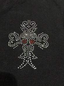 Women's Slim Sweatshirts Fashion Rhinestone Long Sleeve Teen Girl Fall Jacket Casual Clothes Zip-Up Coat - Black - View 4