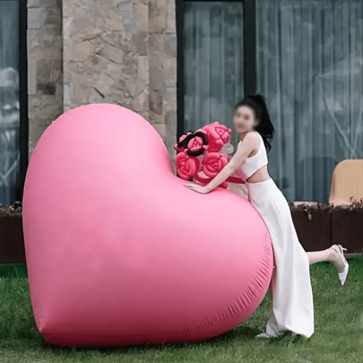 Balão de alumínio gigante de 60 polegadas em formato de coração, balão romântico grande de amor, adequado para casamento, noivado, aniversário, decoração de festa de Dia dos Namorados, material de alumínio, não requer energia, decoração versátil para festas