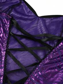 Women's Mermaid Party Costume Strapless Tube Tops Ruffle Sequin Long Tail Cosplay Fancy Dress - Blue - View 6