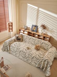 1 件时尚毛绒羊毛沙发巾，简约优雅厚沙发座套，防滑防尘，保护沙发，适用于客厅、卧室、书房、办公室 - 黑色 - 查看 8