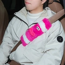 1pc Double-Colored Plush Shoulder Protector With Cartoon Big Eyes Safety Belt Cover - one-size - View 15