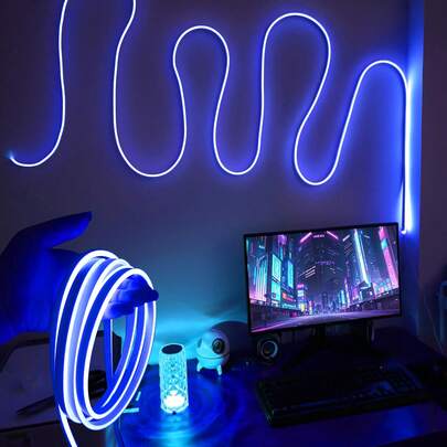 LED 触摸传感器霓虹装饰灯带，USB 可调光环境照明，化妆镜，浴室梳妆镜前照明，黄色、粉色、蓝色、白色，1M/2M/3 米/4M/5M