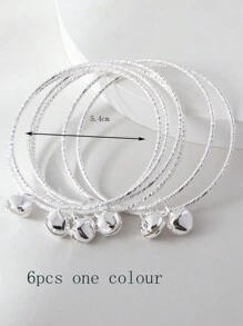 6 قطع أساور رائعة للأطفال من 3 إلى 10 سنوات بتصميم النجوم والأجراس المتداخلة، هدية عيد للأطفال