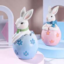 1pc Easter Resin Couples Colored Egg Rabbit Home Holiday Decoration Ornament Gift - Easter Egg Bunny - View 5