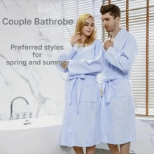 1 Stück unisex moderner Bademantel mit Waffel-Muster - super weich, saugfähig, langer Bademantel mit weltraumthematischem Karomuster, Strickstoff, 280g/M2 - Unisex Bademantel in Oversize-Passform, geeignet als Geschenk zu Thanksgiving oder zum Schulbeginn - Verschiedenfarbig - Übersicht 5