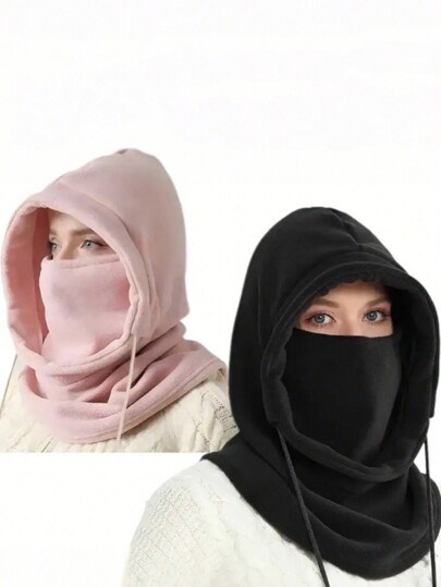 Passamontagna in pile nero da donna, cappello antivento e antistress per il ciclismo