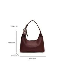 1 pieza Bolso bandolera/axilar minimalista de color rojo vino con pañuelo incluido