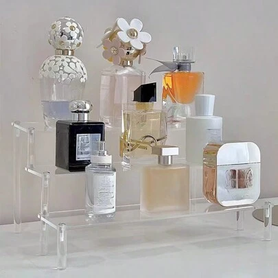 1pc Acrylic Ladder Display Stand, 3-Tier Trapezoidal Display Stand, Home Storage Display Stand Jewelry Cosmetics Display Stand, Multi-Layer Organizer Transparent Display Stand Cake Stand Perfume Rack