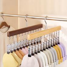 Versatile 12-Clip Wooden Hat Hanger - Perfect For Drying Underwear, Ties, Scarves & More - Ideal Home Organizer For Closet, Wardrobe, Bedroom,Spring,Minimalist,Summer Tops
