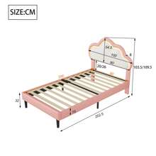 Single Bed 90x200 Cm, Single Bed, Adjustable Headboard, Cloud-Shaped Headboard, Princess Bed, Leather, Pink - Pink - View 7