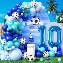 1 set de globos numerados de 32 pulgadas con temática de fútbol (5, 6, 7, 8, 9, 10, 11, 13 o edades), globos azul marino adecuados para partidos deportivos, cumpleaños, vacaciones, decoración de fiestas, decoración de arco - Multicolor - Ver 16