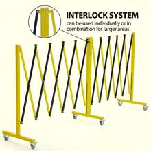 NANSTATA Expandable Industrial Metal Barricade - 11.8 / 19.8 Ft. Retractable Portable Security Barrier With Swivel Function, Warning Plate And Casters, Yellow With Black Traffic Fence, Mobile Security Barrier Gate. - Black and Yellow - View 8