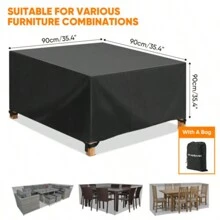 Heavy Duty Outdoor Waterproof Garden Patio Furniture Large Round Cover For Rattan Table Cube Shelter Table Chair Set - Black - View 3