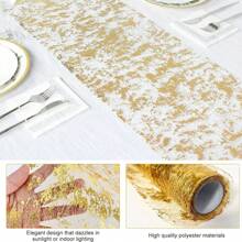 1 Stück Tischläufer Metall Uhr Läufer, goldfarbenes funkelndes Netz Tisch-Mittelteil, Hochzeit Party Braut Dusche Festbankett Dekoration - Verschiedenfarbig - Übersicht 4