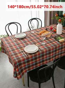 1 pieza Mantel de Navidad a cuadros vintage estilo americano, adecuado para cocina, comedor, sala de estar, decoración de fiesta navideña - Multicolor - Ver 20