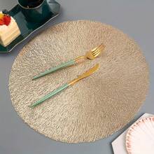 4/6pcs Western-Style Round Placemats - Heat-Resistant, Non-Slip, Waterproof, And Easy-To-Clean Table Mats For Home And Hotel Decor - Simple, Hollow, Bronzing Design For Coffee Tables And Dining Tables - Multicolor - View 1