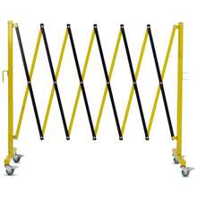 NANSTATA Expandable Industrial Metal Barricade - 11.8 / 19.8 Ft. Retractable Portable Security Barrier With Swivel Function, Warning Plate And Casters, Yellow With Black Traffic Fence, Mobile Security Barrier Gate. - Black and Yellow - View 1