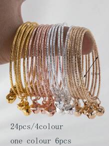 6 قطع أساور رائعة للأطفال من 3 إلى 10 سنوات بتصميم النجوم والأجراس المتداخلة، هدية عيد للأطفال