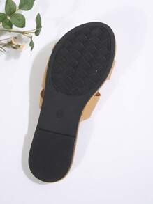 Women's Net Fairy-Style Beach Slide Sandals, Retro Korean Fashion Versatile Flat Slippers For Dates, Parties, Casual Occasions, Suitable For Beach, Commute, Business - Apricot - View 9