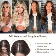 Halo Hair Extensions 16 Inch With Adjustable Size Removable Clips Invisible Secret Synthetic Curly Hairpiece For Women - Dark Brown - View 7