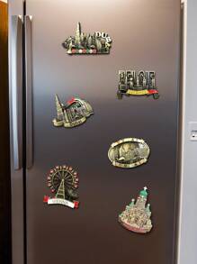 1个3D复古青铜建筑磁贴，旅行纪念品装饰冰箱贴，家居便利备忘录磁贴，城市地标建筑纪念磁贴