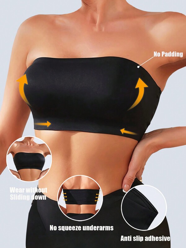 Women's Sexy Strapless Bra Seamless Tube Top No Padding Traceless Bandeau Wireless Bralette Push Up Tube Bras Intimates Lingerie Tube Tops Underwear Backless Brasier Breathable Fabric Quick Drying Suitable For Pairing With Dresses And Everyday Wear