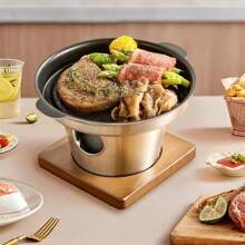 1 pièce Mini barbecue à grille, poêle à alcool pour 1 personne, barbecue sans fumée à domicile, plaque de grill extérieure, four de rôtissage, ustensiles de cuisson de viande