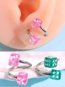 1 件时尚简约立方体设计耳钉，适合女性的时尚礼物 - 彩色 - 查看 2