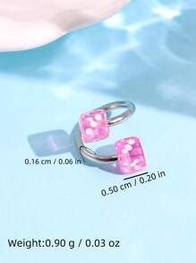 1 件时尚简约立方体设计耳钉，适合女性的时尚礼物 - 彩色 - 查看 4