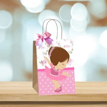 15 Sacolas Kraft Personalizadas Tema Bailarina