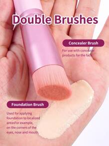 MAANGE 23Pcs Professional Makeup Tool Set With 7pcs Facial Makeup Brushes+16pcs Powder Puff Accessories,Foundation Brush Concealer Brush Powder Brush Contour Brush Eyeshadow Brush Nose Shadow Brush Smudge Brush,Makeup Tools With Soft Fiber And Skin Friendly For Easy Carrying,Brush For Travel,Gift For Women&Girls - 粉色 - 查看 4