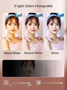 1 pieza de 60 LED rellenador de luz de selfie, luz de teléfono LED con 3 modos de iluminación, brillo regulable con indicador de batería, recargable mini tipo C 5V, portátil, clip para maquillaje, transmisión en vivo, conferencia de Zoom, luz recargable para teléfono, cámara, color rosa/blanco/negro/morado