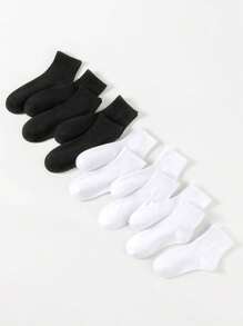 5 paia/10 paia/20 paia Calze invernali da donna spesse nere e bianche, alla moda, casual, confortevoli, traspiranti, anti-odore, adatte per sport all'aperto, corsa, fitness, calze a compressione fino al ginocchio, calze alte nere e bianche adatte per affari e vacanze rilassanti