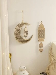 1Pc Moon Star And Moroccan Lantern Wall Decor, Lantern Shaped Wall Decoration, Bohemian Home Decor Accent, Home Decor For Party, Living Room, Bedroom Rama Decoration,Home Decor ,Room Decor,Wall Decor Gifts Birthday Graduation E-I-D