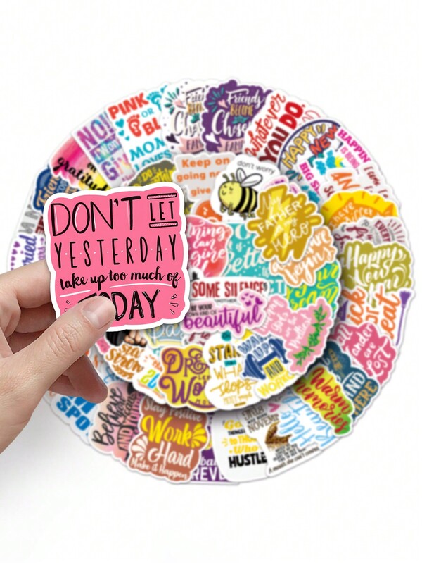 50pcs Inspirational English Graffiti Stickers, Learning Mottos, Learning Slogans, Luggage Stickers Wall Stickers Room Decor Wall Decor Wall Sticker Bedroom Decor Kitchen Decor Home Decor
