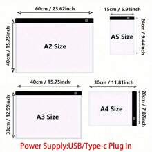 1 buc. Pad de desen cu LED-uri reglabile cu trei straturi - Dimensiuni A2/A3/A4/A5 - Luminozitate reglabilă pentru trasare și pictură cu diamant - Protecție pentru ochi prietenoasă cu vederea