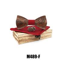 Wooden Bowknot Gravata 3D Paisley Design With Handkerchief And Cufflinks ,Wedding Groom Gift Butterfly For Men's Suit Shirt Necktie Jewerly Accessory