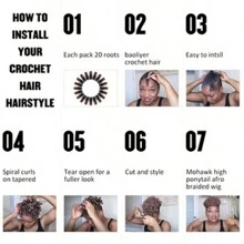 3 Packs 10 Inch Short Grey Curly Crochet Hair For  8MM Gray Crochet Hair Braids Synthetic Braiding Hair Extensions For DIY Mohawk Afro Braided Wigs Christmas Date, Holiday, Birthday Gift ﻿ - 1B/BUG - 查看 8